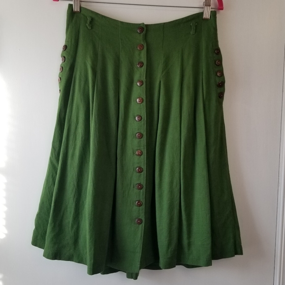 Modcloth Dresses & Skirts - Modcloth Women's Midi Linen Button Blend Skirt. Size 8. Retro. MCM.